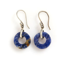 Load image into Gallery viewer, Peruvian Lapis Circle Earrings (Sterling Silver)
