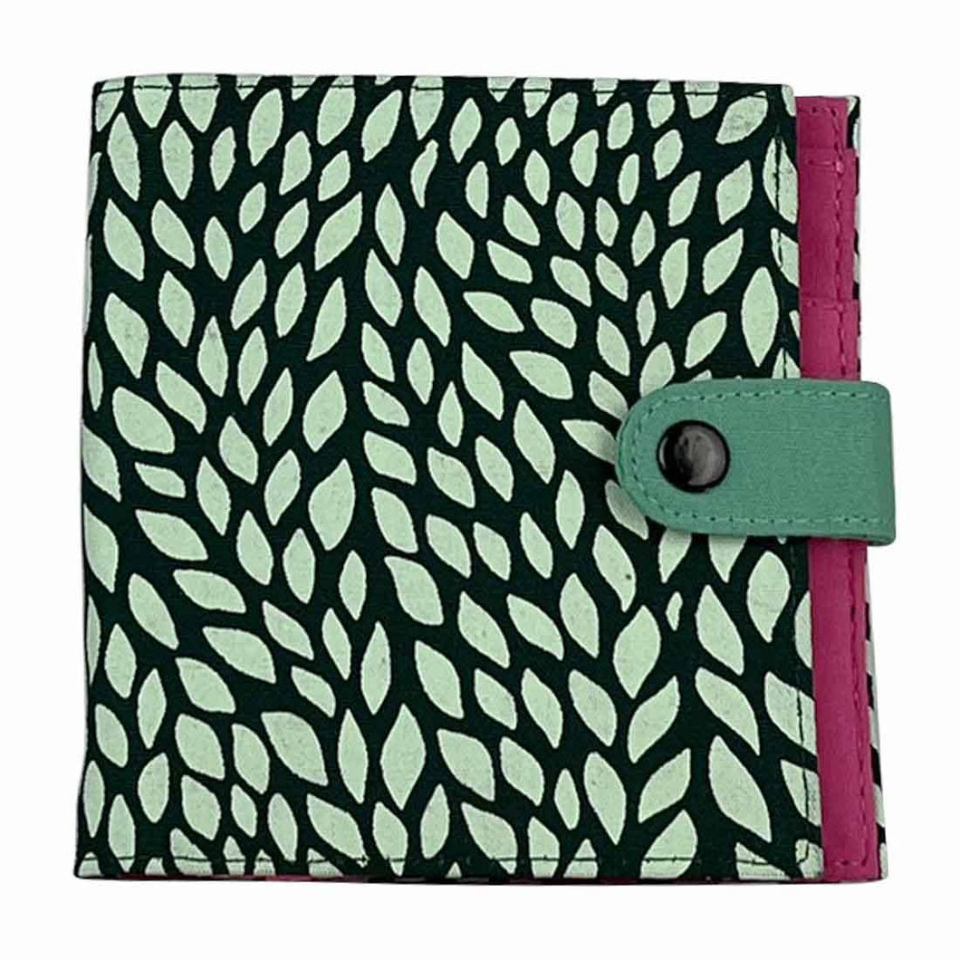 Canvas Square Wallet: Green Leaves