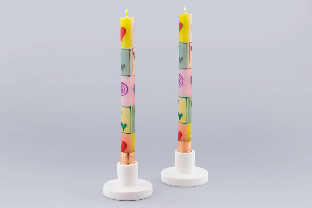 Pastel Hearts Taper Candle Set