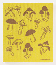 Load image into Gallery viewer, Fungi on Yellow Swedish Dishcloth
