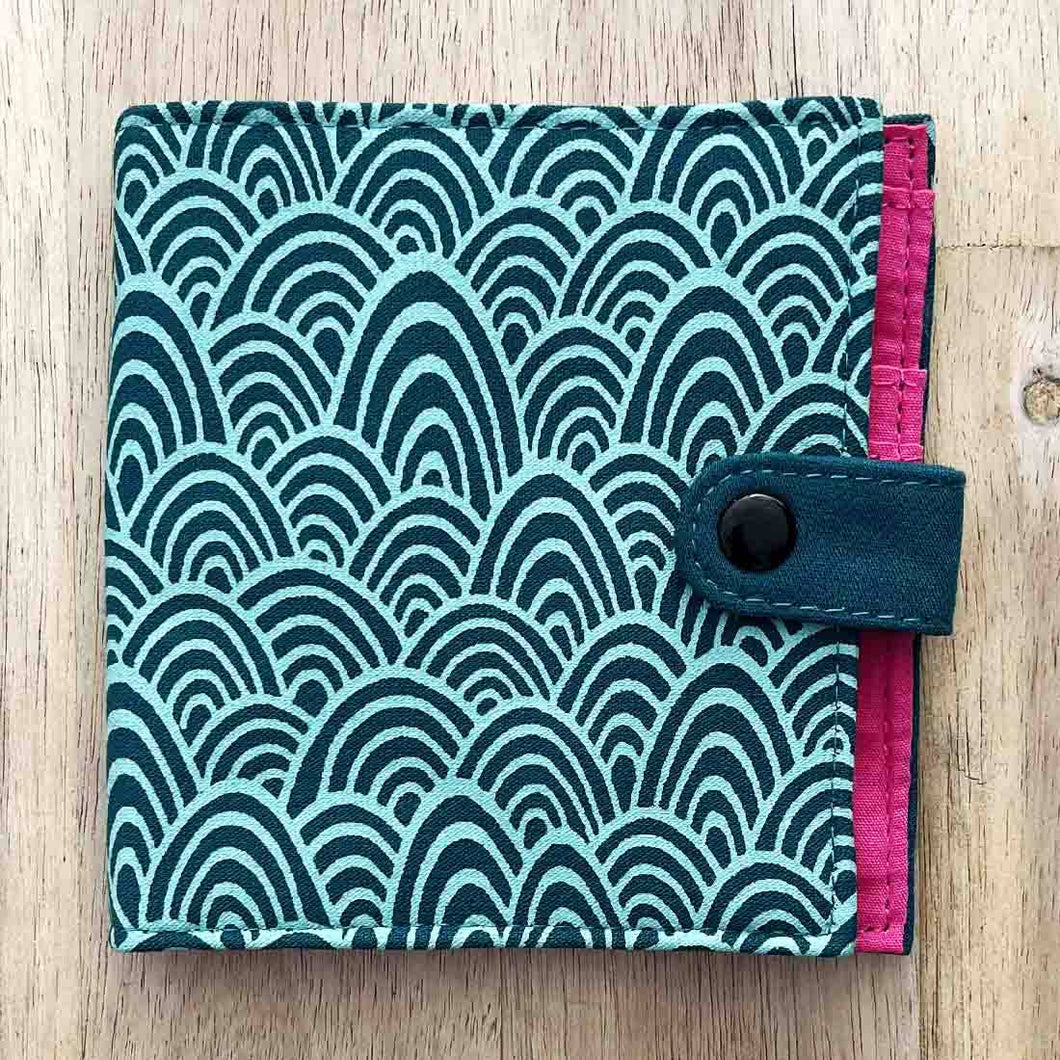 Square Cotton Wallet: Blue Scoops