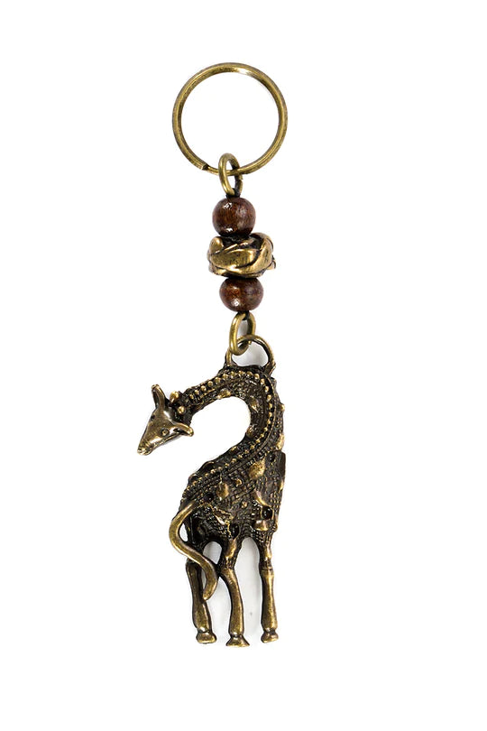 Brass Giraffe Keyring