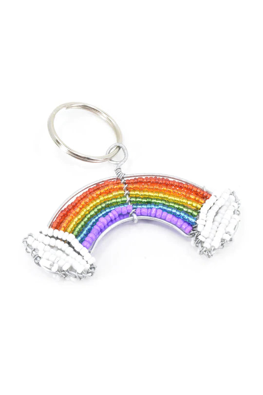 Patmore's Rainbow & Clouds Beaded Keychain