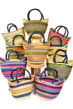 Load image into Gallery viewer, Ghanaian Wing Shopper Basket with Leather Handles
