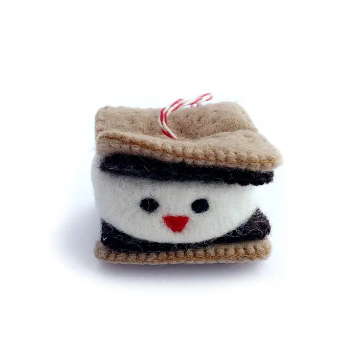 Smiling S'more Felt Wool Ornament