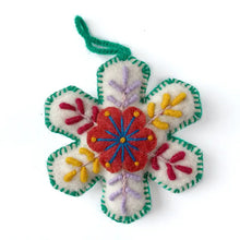 Load image into Gallery viewer, Embroidered Felt Wool Snowflake Ornament
