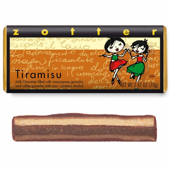 Tiramisu Zotter Hand-Scopped Chocolate Bar