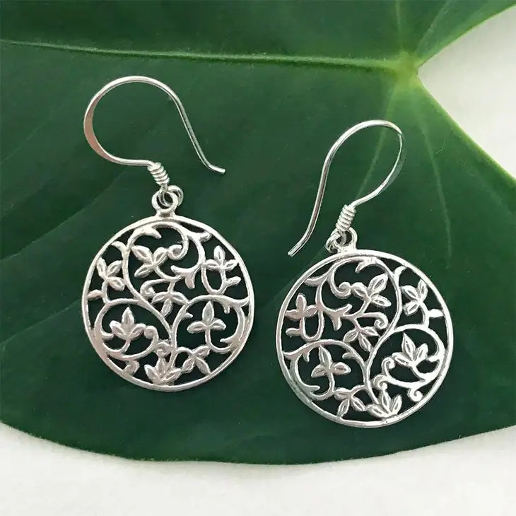 Flowering Vine Sterling Silver Earrings